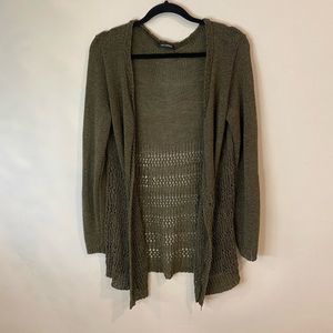 Knitted Crochet Green Midi Long Cardigan Sweater